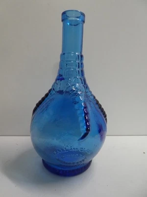 BALL & CLAW BITTERS ART GLASS VINTAGE BLUE GENIE BOTTLE DECANTER ST LOUIS INDIAN - image 1 of 4