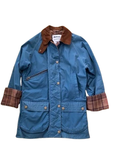 Barbour x Alexa Chung Carmen Wax Jacket Blue Women's Unisex US4 UK8 Rare USED - Picture 1 of 7