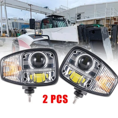 Paar 82W 9 Zoll E9 LED Scheinwerfer DRL und Blinker für JCB Fastrac Telehandler - Bild 1 von 4