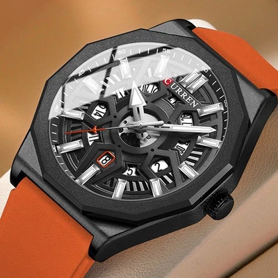 Luxury Mens Analog Watches Rubber Wrist Water Resistant Date Sport Quartz Watch - Image 1 of 4