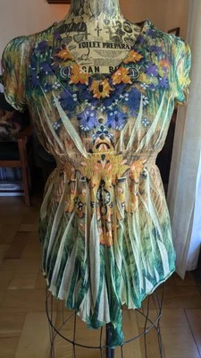  Mujer S Top Festival de Hadas Y2k Boho Artístico Asimétrico Cuello en V Unidad World Wear Foto 1 de 4