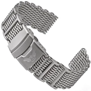 Milanaise SHARK MESH Uhrenarmband MATT 20 22 24 mm Edelstahl 316L H-Links - Bild 1 von 10