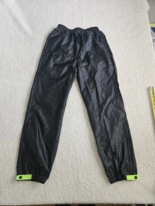 VTG Columbia Men's 100% Nylon Stretch Waist Windbreaker Pants Black/Neon Medium - Picture 1 of 14