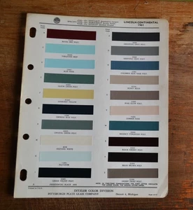 VTG 1961 Ditzler Auto Color Paint Chip Lincoln Continental 6117 - Picture 1 of 1