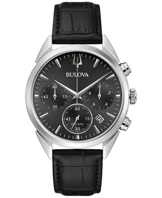 Bulova Men's Sutton Hpq Chronograph Black Leather Watch 41MM 96B371 - Image 1 of 4