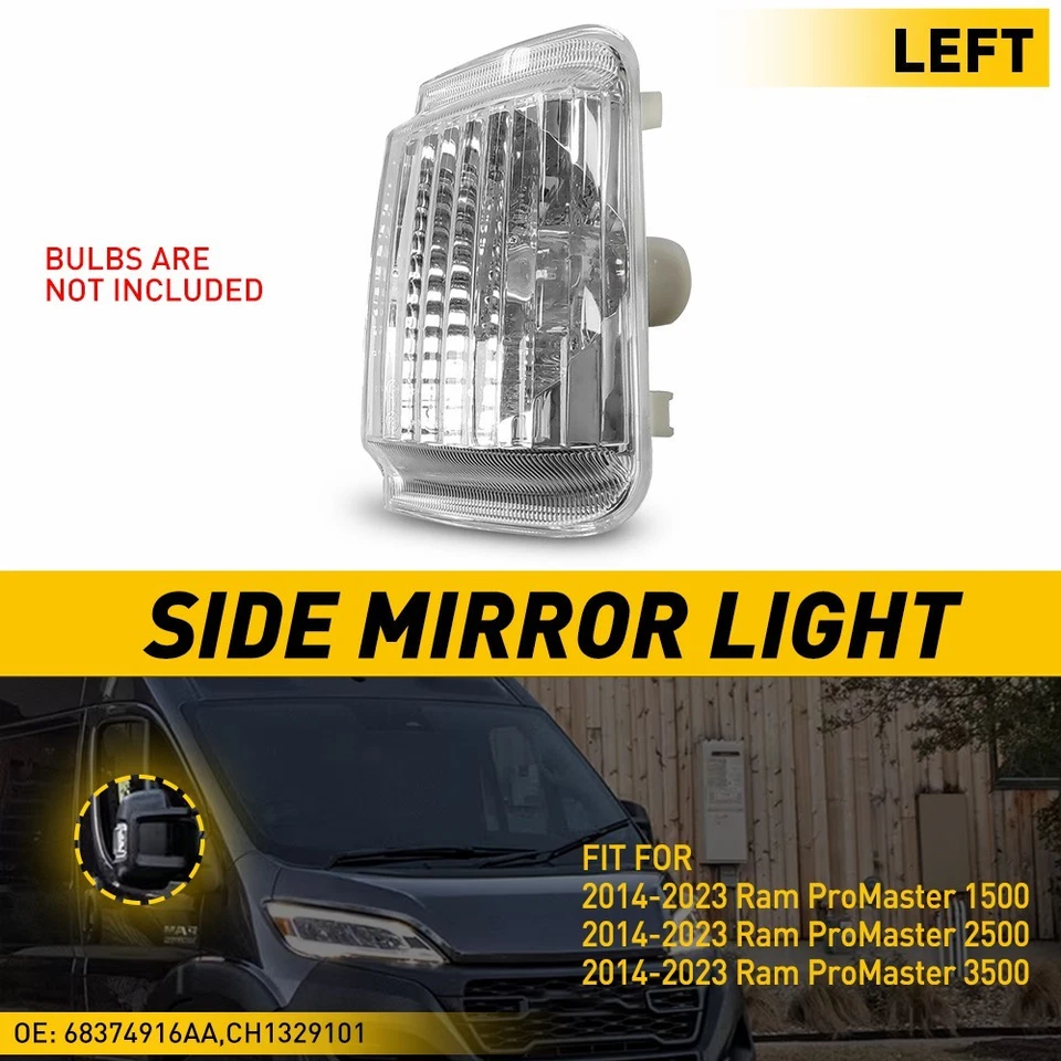 Luz de espejo retrovisor lateral derecho señal delantera pasajero ajuste 14-23 Ram ProMaster 1500 Foto 1 de 4