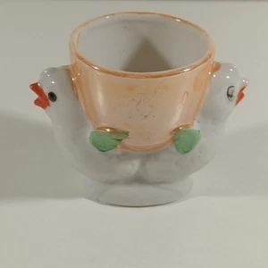 Vintage Lustreware Ceramic Egg Cup Made In Japan Chicks Birds Retro - Picture 1 of 6
