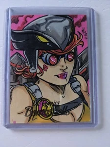 2017 Cryptozoic Bombshells Hawkgirl 1/1 Sketch By Elvin A. Hernandez - Picture 1 of 2