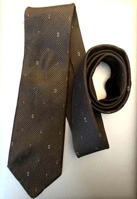 Corbata OSCAR DE LA RENTA Marrón Mini Cuadros Patrón Seda 3.5"x58" Para Hombre Foto 1 de 4