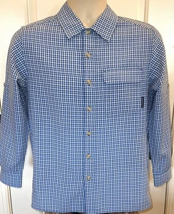 Exofficio Kid’s Buzz Off Insect Shield Outdoor Blue Check L/S Shirt Size M 10/12 - Picture 1 of 5