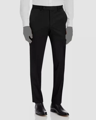 Bloomingdale's Men's Black Wool Solid Flat Front Dress Pants Size 36R - Image 1 of 3