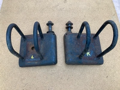 1972-80 Chevy LUV Pickup Truck Rear Shock Mount Spring Plates w/U-Bolts, OEM. - Image 1 of 4