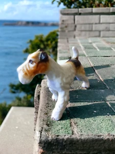 VINTAGE BONE CHINA MINIATURE FOX TERRIER DOG PUPPY FIGURINE JAPAN HAND PAINTED - Picture 1 of 5