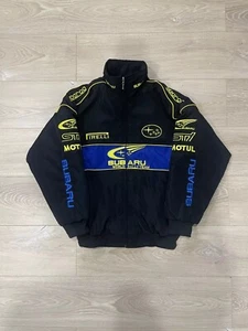 Adult F1 Vintage Racing Jacket Embroidered Cotton Padded Subaru Jacket Black**## - Picture 1 of 9