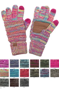 C.C Exclusive Fashionable Four Tone Winter Warn Multi Color Knit Stylish Gloves - Picture 1 of 8