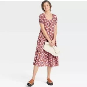 Knox Rose Women's Puff Short Sleeve Tiered A Line Dress - Picture 1 of 12