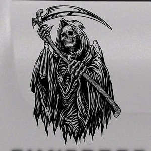 Calcomanía de ventana con capucha para tatuaje de cráneo Reaper vehículo camión automóvil SUV lateral de vinilo - Imagen 1 de 3