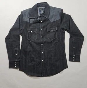 Freedman Los Angeles Saw Tooth Western Pearl Snap Denim Shirt L Made In USA - Picture 1 of 4