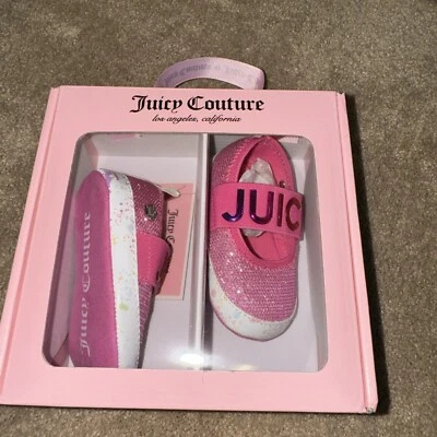 Juicy Couture Bebé Lima Bebé Niña’s Logo Rosa Metálico Zapatos Talla 3 (6-9 Meses Foto 1 de 4