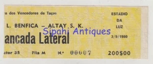 SL BENFICA - ALTAY 1980 CUP WINNERS CUP MATCH SOCCER FOOTBALL TICKET - Picture 1 of 2