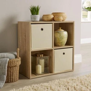 Storage Cube 4 Shelf Bookcase Wooden Display Unit Organiser Sonoma Oak Furniture - Picture 1 of 7