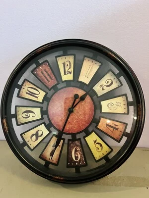 Yuan Reloj de Pared Largo Cuarzo Tonos Cálidos Naturales Marco Marrón Oscuro 11.5 pulgadas Foto 1 de 4