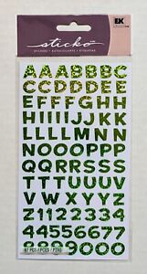 Fun House Green Metallic Alphabet Letters & Numbers Scrapbooking Stickers Sticko