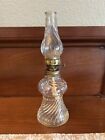 Vintage Lot Of 2 Mini Swirled Glass Oil Lamp With Chimney 8.25 Original Tag