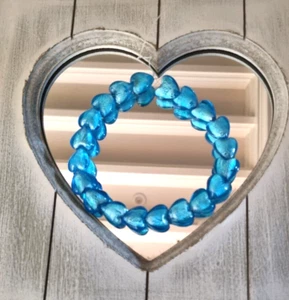 Silver Foil Lampwork Glass Heart Beads 20mm Turquoise - New strand of 20 hearts - Picture 1 of 1