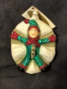 RETIRED Mattarusky Glass Child Making Snow Angel Christmas Ornament 6 " NWT - Picture 1 of 8