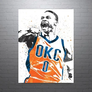 Russell Westbrook OKC Orange Thunder Sports Print, Man Cave - Picture 1 of 6