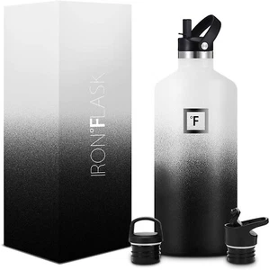 IRON °FLASK Sports Water Bottle - 20 Oz, 3 Lids (Straw Lid), Leak Proof - Picture 1 of 6