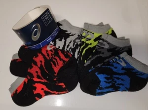 ASICS Streaked 6 Pack No Show Socks Youth Multi Athletic Cushion Comfort S/P New - Picture 1 of 14