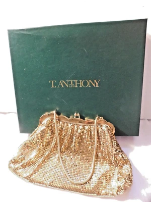 Vintage Whiting & Davis Co Gold Mesh Evening Bag Purse - Image 1 of 4