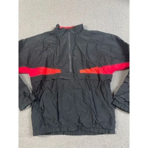 Vintage 90s Cheetah 1/4 Zip Windbreaker Jacket Black Unisex M Retro - Picture 1 of 8