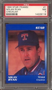 1990 Star Ryan (Rangers) Baseball #1 Nolan Ryan Checklist Portrait PSA 7