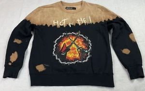 Black Keys Mens L Sweatshirt Pullover HOT N HELL Bleached Look Duel Guitars - Picture 1 of 8