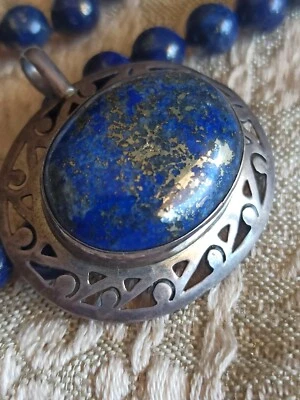 Collana etnica vintage anni '80 in Argento e Lapislazzuli - Immagine 1 di 4