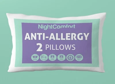 NightComfort Anti-Allergy Pillow Soft Support for Front Sleepers Pack of 2