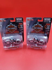 MAISTO 1/24 HARLEY DAVIDSON LOT OF 2 1958 FLH DUO GLIDE BLACK ONE & BLUE ONE - Picture 1 of 8