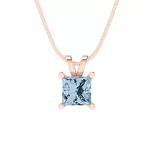 Collar colgante de cadena de 16" de diseñador VVS1 de oro macizo rosa azul princesa de 0,5 quilates - Imagen 1 de 11