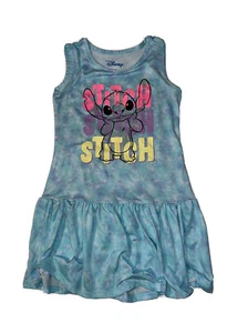 Disney Girls S  6/6X Stitch Soft Dress Aqua Purple Lilo and Stitch - Picture 1 of 5