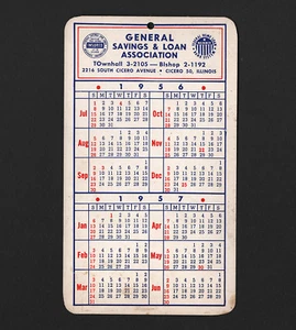 "Calendario de publicidad de la Asociación General de Ahorros y Préstamos OPC 1956-7 6 X 3,5" - Imagen 1 de 2