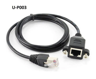 3ft Cat5e RJ45 M/F Shielded Ethernet Network Screw Panel Mount Extension Cable - Image 1 of 4