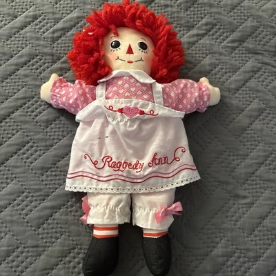 Hasbro Raggedy Ann Plush Embroidered Apron 12” Doll Aurora Pink. I love you ❤️ - Image 1 of 4