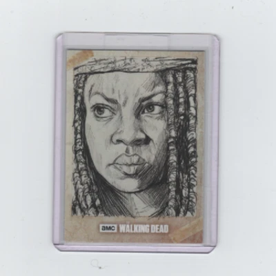 WALKING DEAD MICHONNE SKETCH CARD BY ACCLAIMED ARTIST ELFIE LEBOULEUX   1/1! - Image 1 of 2