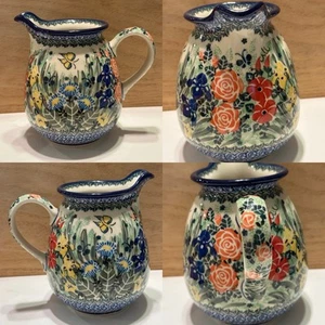 UNICO Boleslawiec regali dal mio giardino brocca ceramica polacca fiore farfalla - Foto 1 di 9