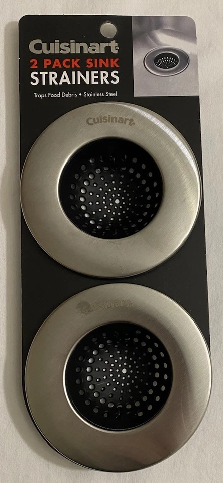 Cuisinart 2-Pack Sink Strainers Stainless Steel Traps Food Debris Chrome
