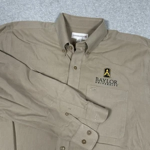 Baylor Bears University Long Sleeve Button Shirt Mens L Tan Beige - Picture 1 of 8