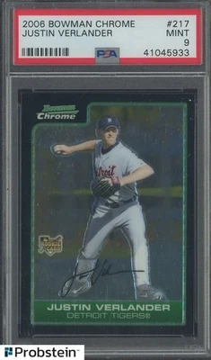 Bowman Chrome #217 Justin Verlander Detroit Tigers 2006 radiocontrol novato PSA 9 como nuevo Foto 1 de 2